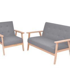 Set Divani 2 Pz In Tessuto Grigio Chiaro