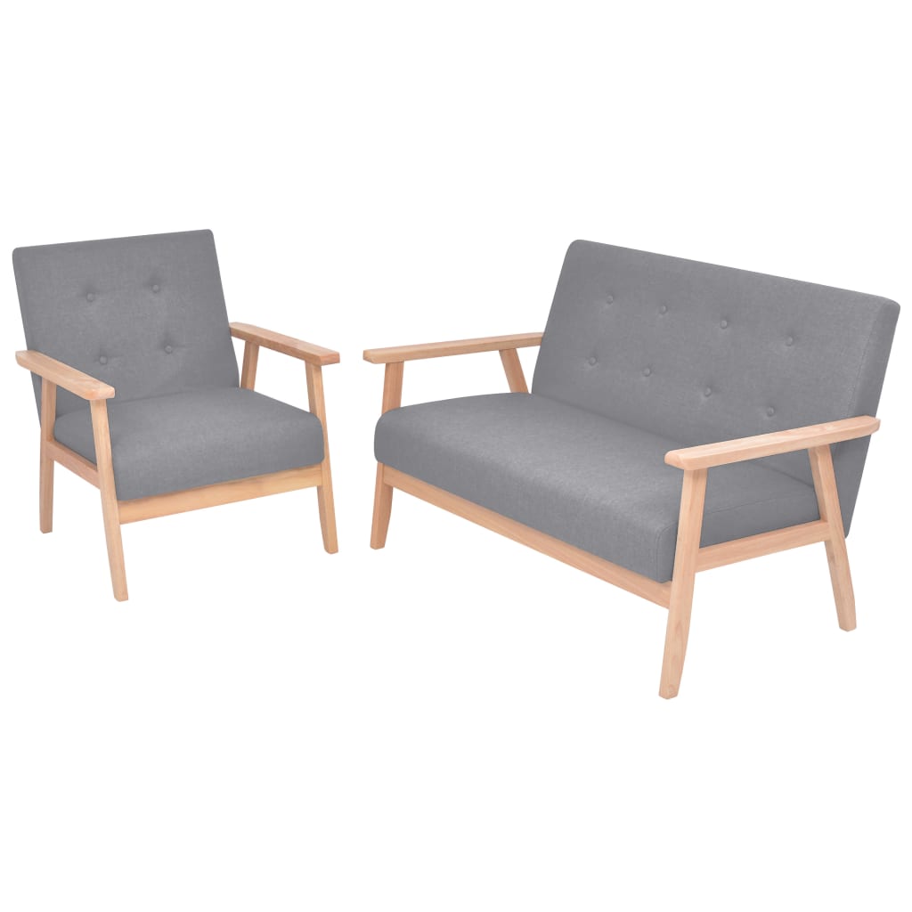Set Divani 2 Pz In Tessuto Grigio Chiaro