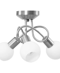 Lampadario Paralume In Ceramica A Coppa Bianco 3 Lampadine E14