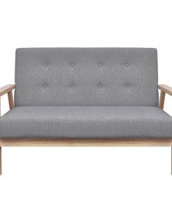 Set Di Divani 2 Pz In Tessuto Grigio Chiaro