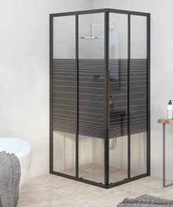 Box Doccia A Righe Esg 90x70x180 Cm Nero