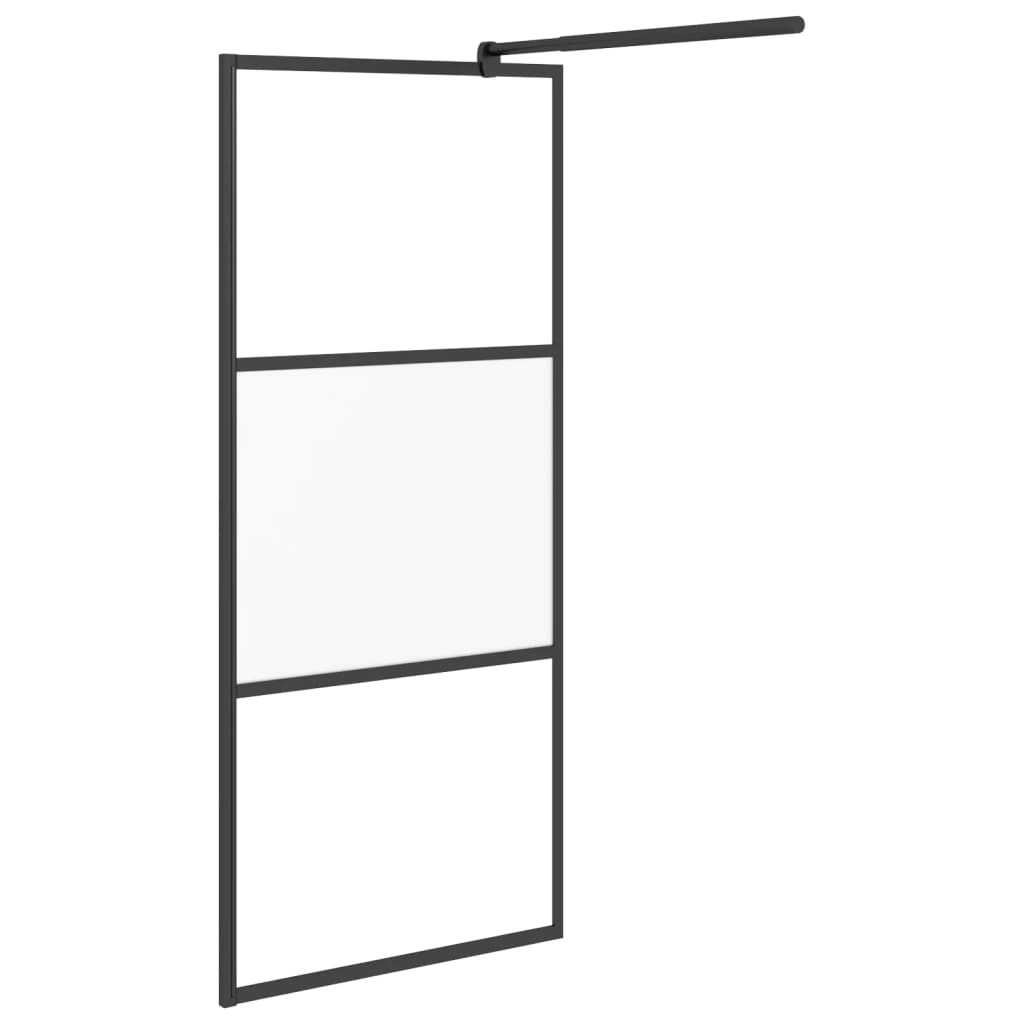 Parete Doccia Walk In 90x195 Cm Vetro Semi Smerigliato Esg Nero - Image 3