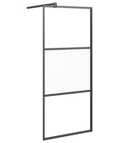 Parete Doccia Walk In 90x195 Cm Vetro Semi Smerigliato Esg Nero