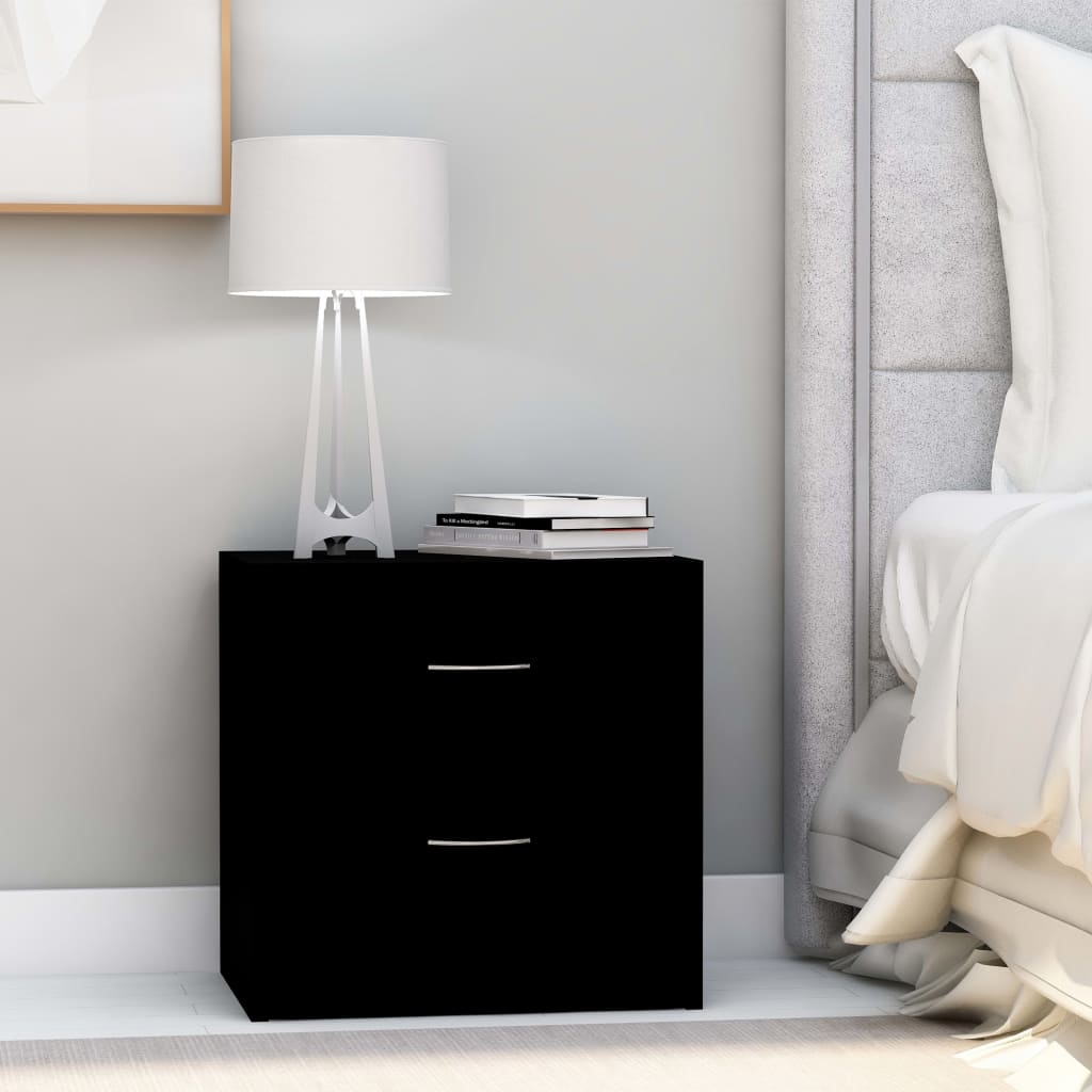 Comodini Neri 2 Pz 40x30x40 Cm In Legno Multistrato