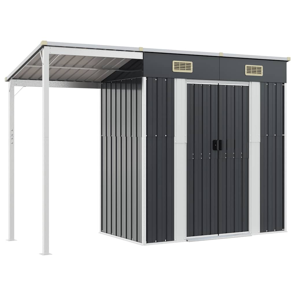 Capanno Giardino Tetto Esteso Antracite 277x107x181cm Acciaio
