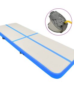 Tappetino Ginnastica Gonfiabile Con Pompa 400x100x15cm Pvc Blu