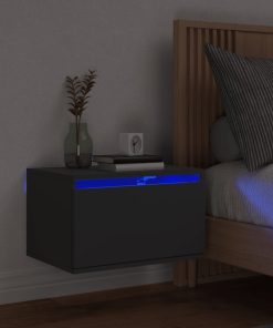 vidaXL Wand-Nachttisch mit LED-Leuchten Schwarz