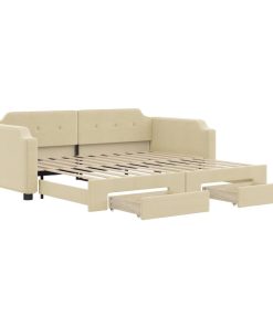 vidaXL Tagesbett Ausziehbar mit Schubladen Creme 80x200 cm Stoff