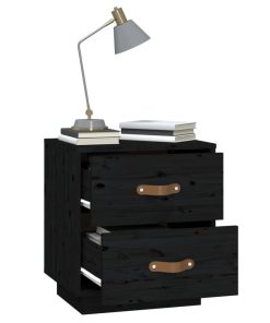  vidaXL Nachttisch Schwarz 40x34x45 cm Massivholz Kiefer