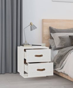 vidaXL Nachttisch Weiß 40x34x45 cm Massivholz Kiefer