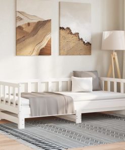 vidaXL Tagesbett Ausziehbar Weiß 2x(90x200) cm Massivholz Kiefer