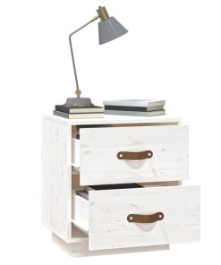  vidaXL Nachttische 2 Stk. Weiß 40x34x45 cm Massivholz Kiefer
