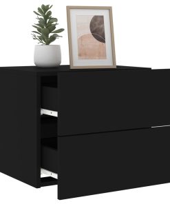 vidaXL Wand-Nachttisch mit LED-Leuchten Schwarz