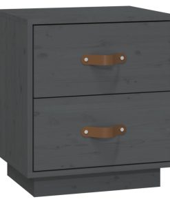  vidaXL Nachttisch Grau 40x34x45 cm Massivholz Kiefer