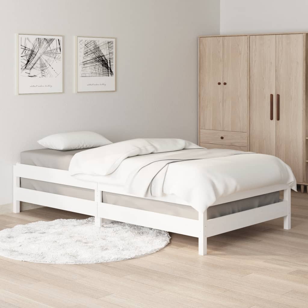 vidaXL Stapelbett Weiß 100x200 cm Massivholz Kiefer