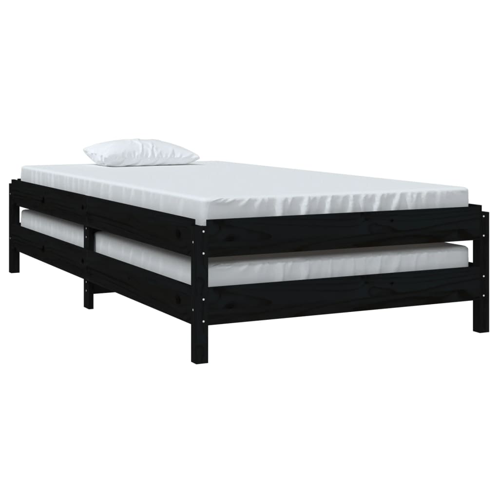 vidaXL Stapelbett Schwarz 80x200 cm Massivholz Kiefer
