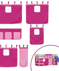 vidaXL Vorhänge für Hochbett Rosa Polyester