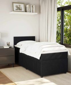 vidaXL Boxspringbett mit Matratze Schwarz 100x200 cm Samt