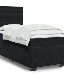 vidaXL Boxspringbett mit Matratze Schwarz 100x200 cm Samt