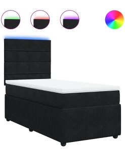 vidaXL Boxspringbett mit Matratze Schwarz 100x200 cm Samt
