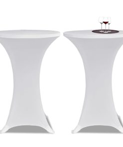 2 x Tischhusse für Stehtisch Stretchhusse Ø80 cm weiß