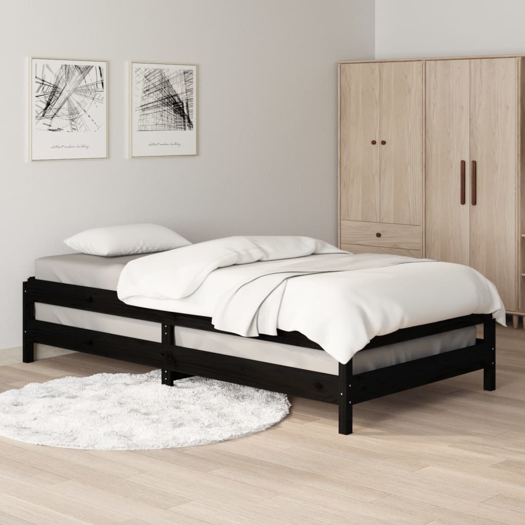 vidaXL Stapelbett Schwarz 75x190 cm Massivholz Kiefer