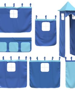vidaXL Vorhänge für Hochbett mit Turm Blau Polyester