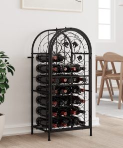 vidaXL Weinregal für 33 Flaschen Schwarz 45x36x100 cm Schmiedeeisen