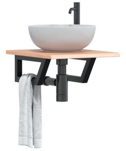 vidaXL Waschtischplatte mit Halterung Stahl und Massivholz Eiche