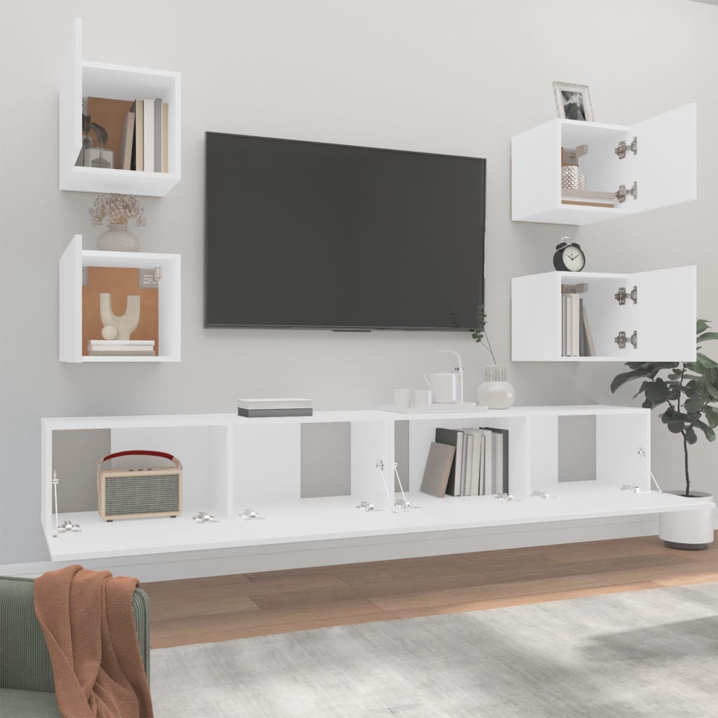 vidaXL Set de muebles para TV 6 piezas madera contrachapada blanco