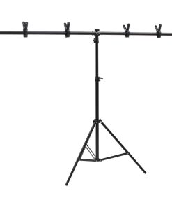 vidaXL Hintergrundständer T-Form Schwarz 151x60x(70-200) cm