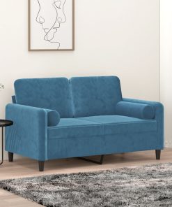 vidaXL Zierkissen 2 Stk. Blau Ø15x50 cm Samt