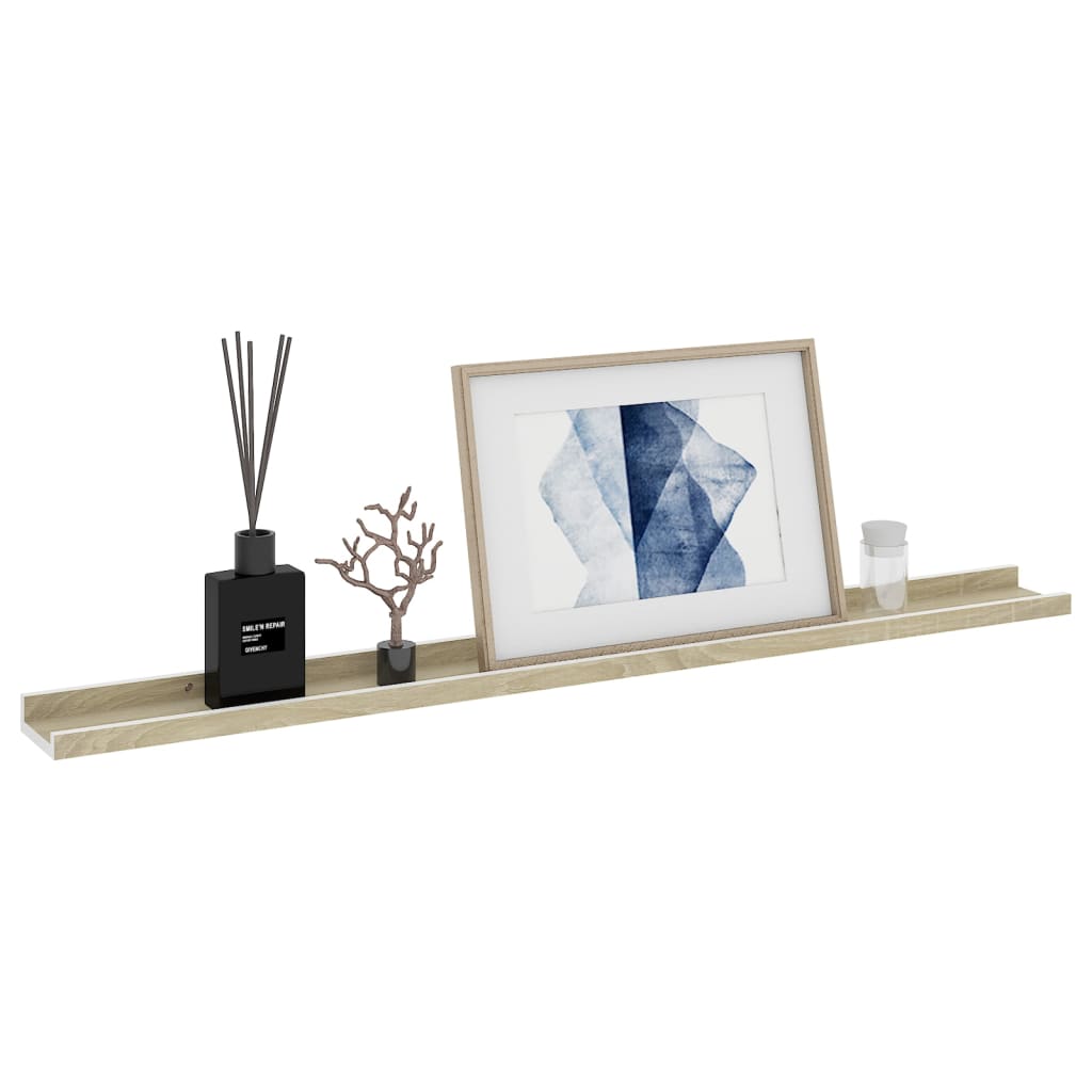 vidaXL Wandregale 2 Stk. Weiß und Sonoma-Eiche 100x9x3 cm