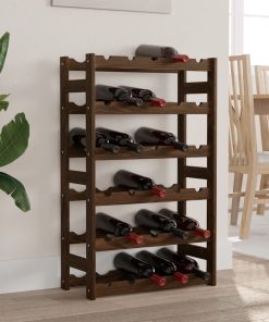 vidaXL Weinregal für 30 Flaschen Braun Massivholz Kiefer