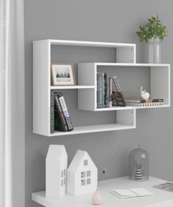 vidaXL Wandregale Hochglanz-Weiß 104x20x58,5 cm Holzwerkstoff