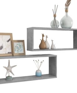 vidaXL Würfelregale 2 Stk. Betongrau 60x15x23 cm Holzwerkstoff