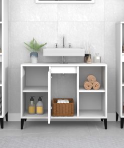vidaXL Waschbeckenunterschrank Weiß 80x33x60 cm Holzwerkstoff