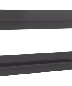 vidaXL Wandregale 2 Stk. Hochglanz-Grau 80x11,5x18 cm Holzwerkstoff