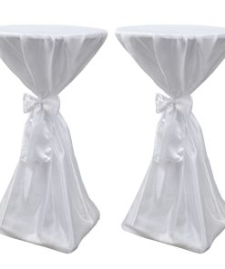 2 x Tischhusse Stehtischhusse weiß 70 cm