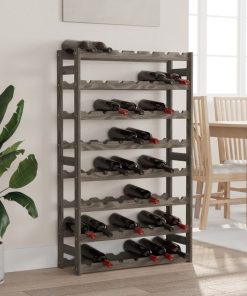 vidaXL Weinregal für 56 Flaschen Grau Massivholz Kiefer