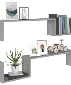 vidaXL Wandregale 2 Stk. Grau Sonoma 100x15x20 cm Holzwerkstoff
