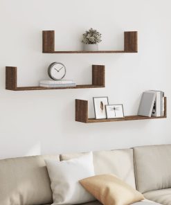 vidaXL Wandregale 3 Stk. Eichen-Optik 80x18x18 cm Holzwerkstoff