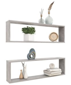 vidaXL Würfelregale 2 Stk. Betongrau 100x15x30 cm Holzwerkstoff