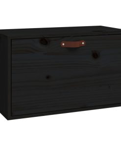 vidaXL Wandschrank Schwarz 60x30x35 cm Massivholz Kiefer
