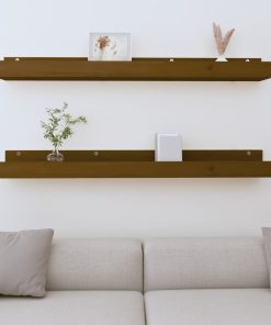 vidaXL Wandregale 2 Stk. Honigbraun 110x12x9 cm Massivholz Kiefer