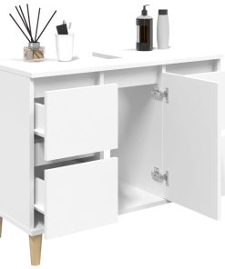 vidaXL Waschbeckenunterschrank Weiß 80x33x60 cm Holzwerkstoff