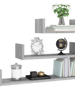 vidaXL Wandregale 3 Stk. Grau Sonoma Holzwerkstoff