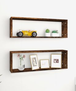 vidaXL Wandregale 2 Stk. Räuchereiche 80x15x26,5 cm Holzwerkstoff