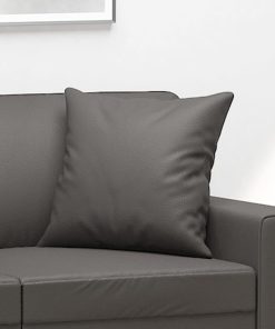 vidaXL Zierkissen 2 Stk. Grau 40x40 cm Kunstleder