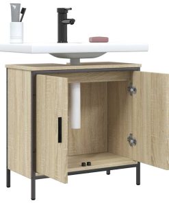vidaXL Waschbeckenunterschrank Sonoma-Eiche 60x30x60 cm Holzwerkstoff